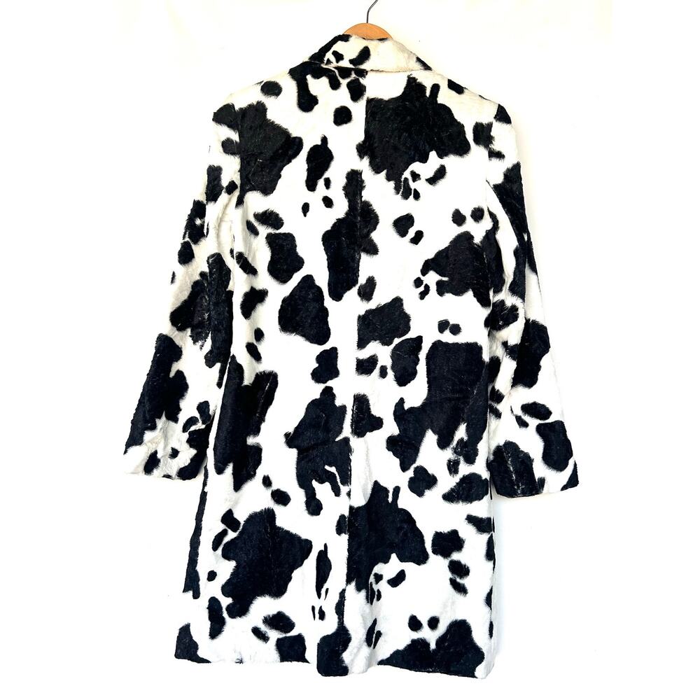 Vintage Cache Y2K Cow Print Fur Fuzzy Coat Western Festival Statement Small - Picture 4 of 6